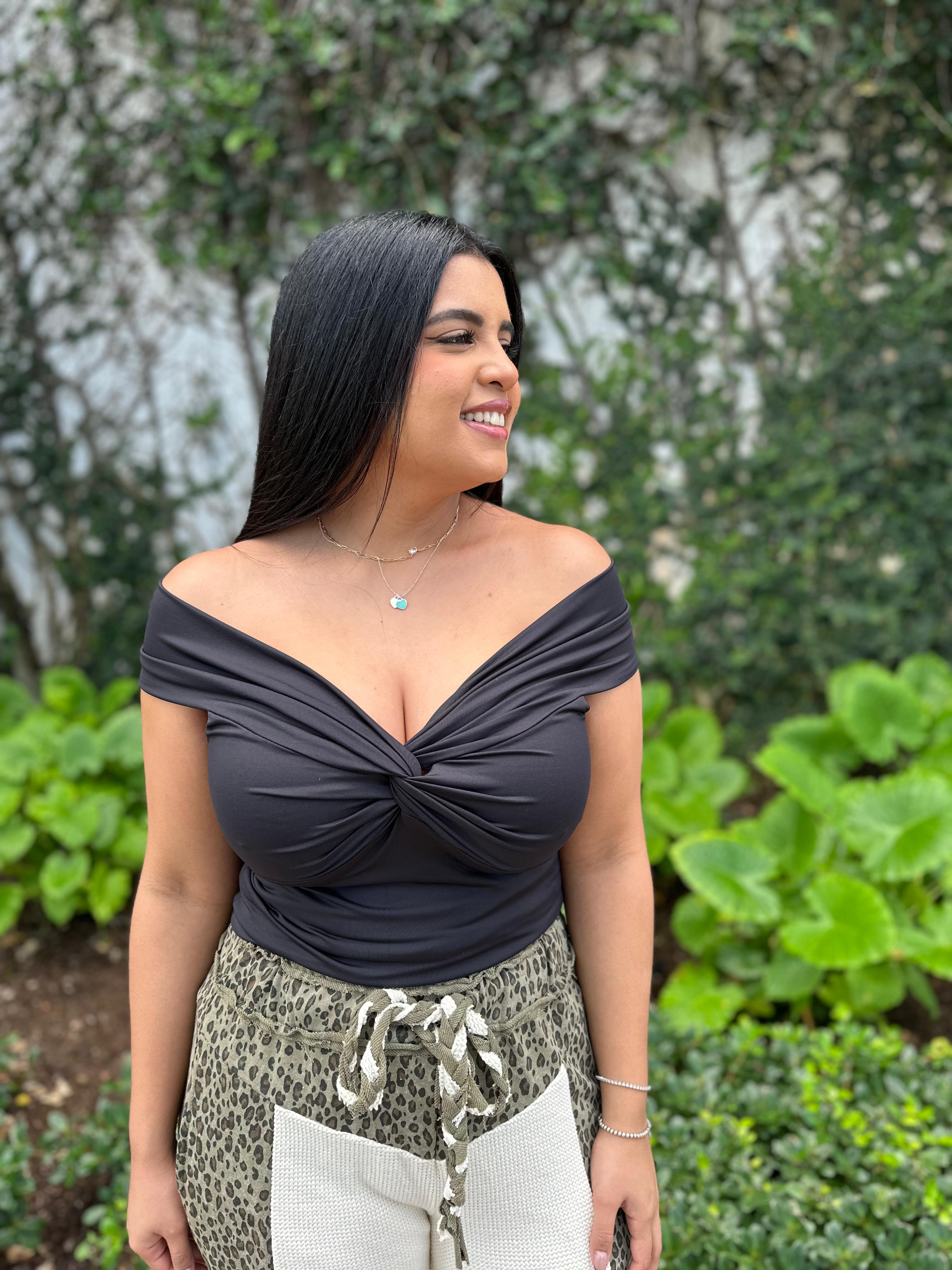Off Shoulder Twist Front Top
