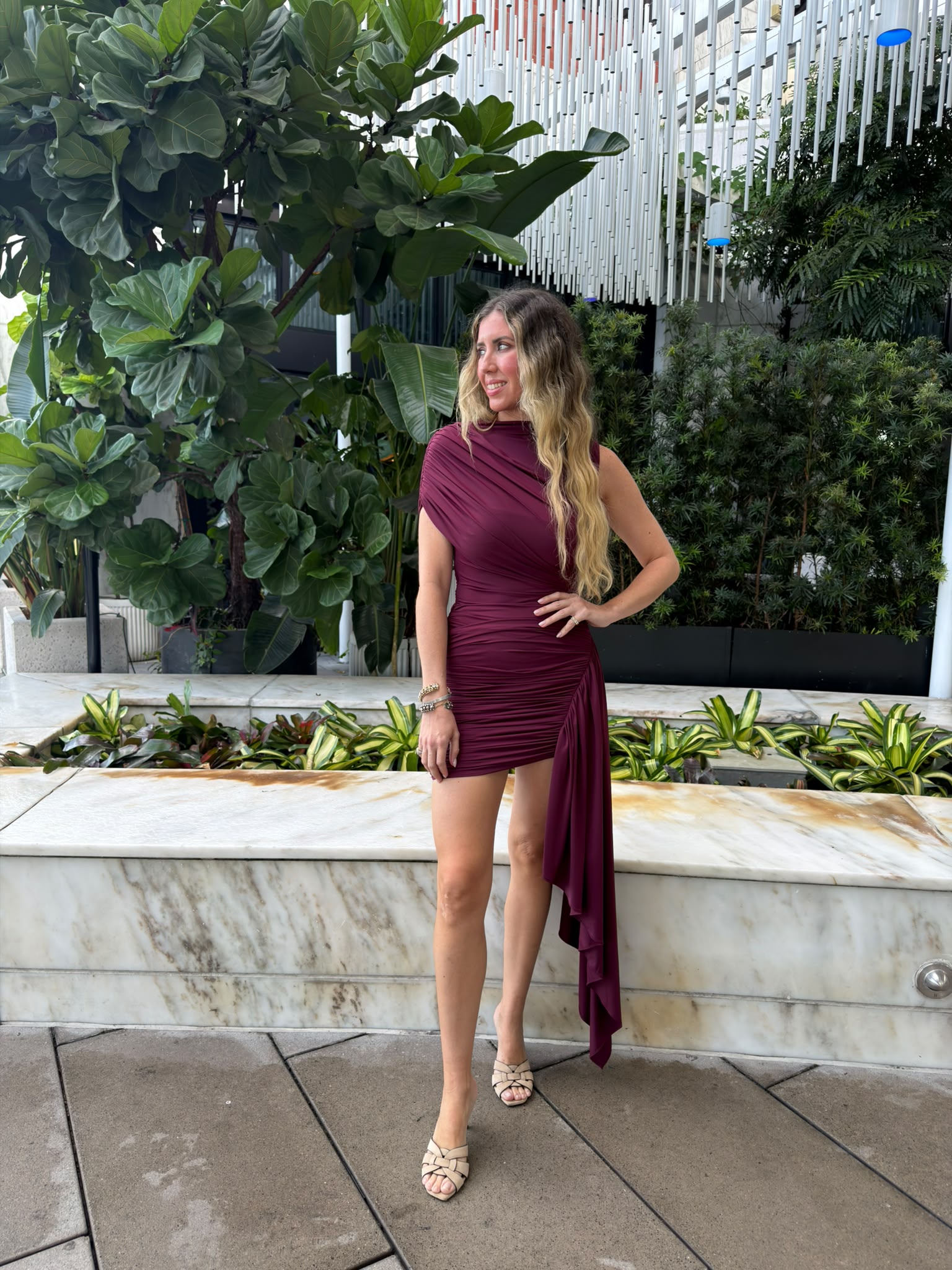 Ruched Draped Mini Dress