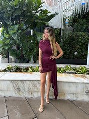 Ruched Draped Mini Dress