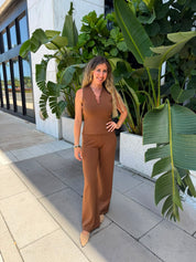 Wave Drop Neck Top & Pants Set