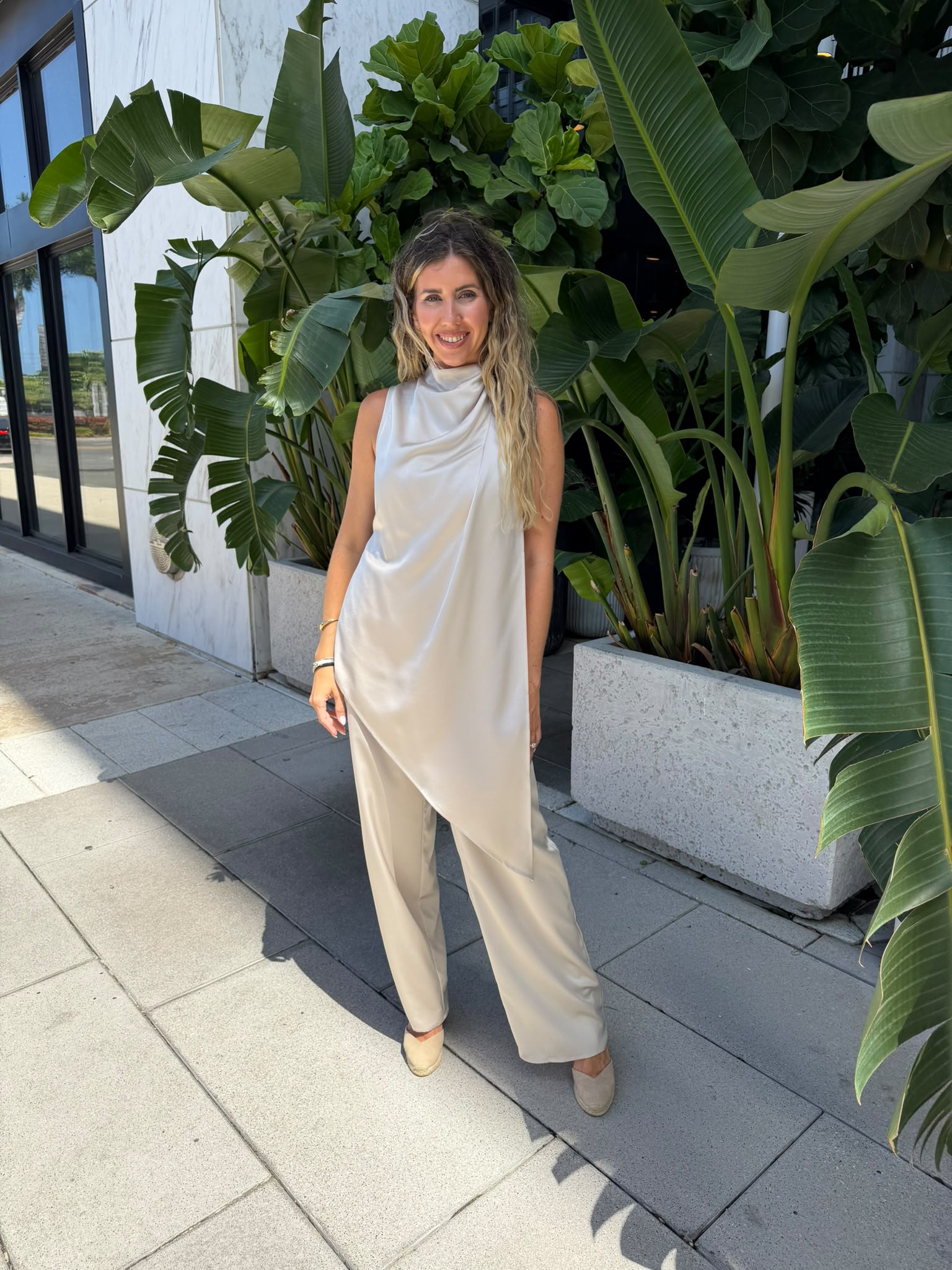 Shoulder Pleats Top & Pants Set