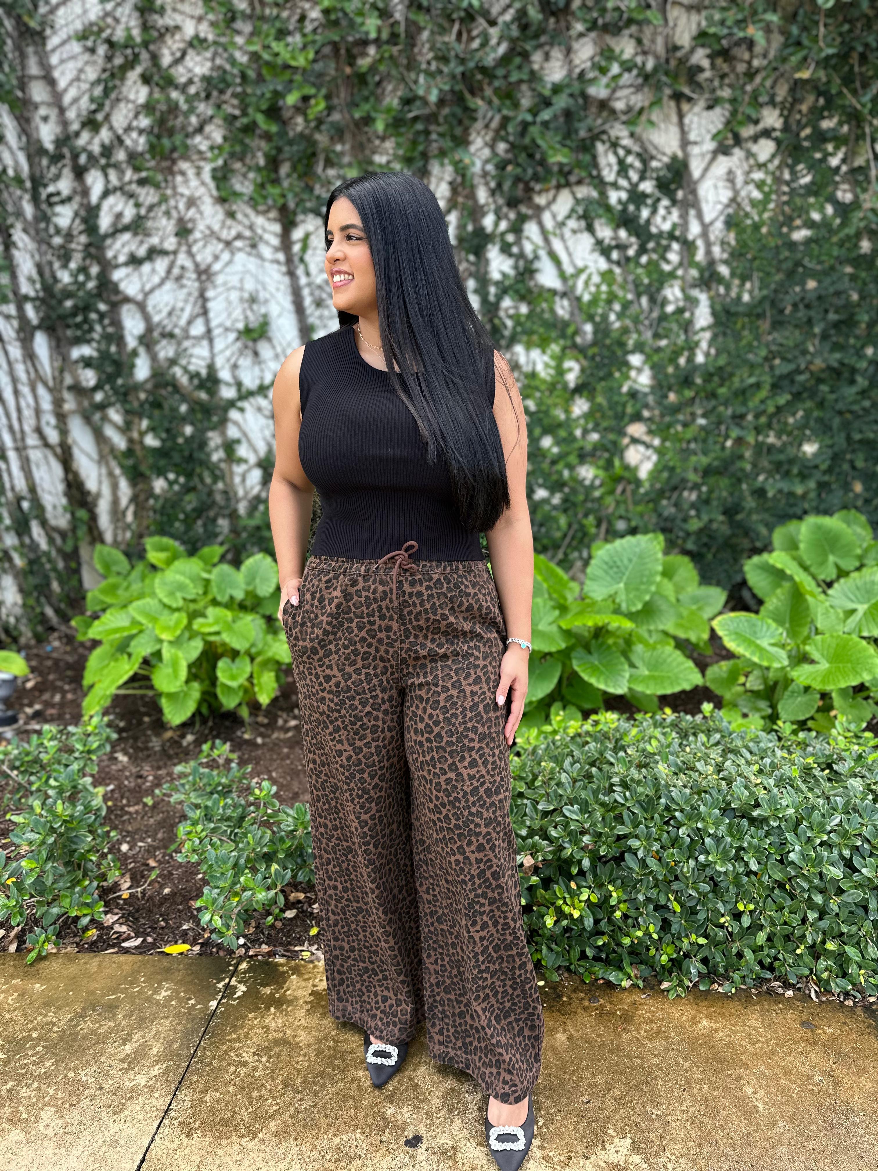 Wide Denim Track Pants