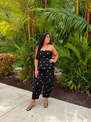 Polka Strapless Top & Barrel Jeans