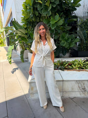 Knotted Shirt & Pants Striped Set