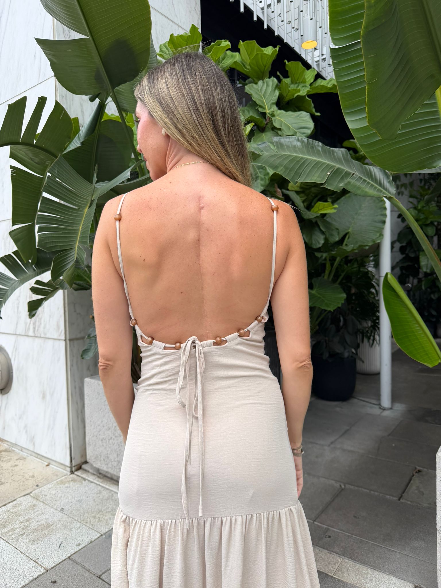 Back Beaded Strap Maxi Dress