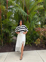 Lace Insert Midi Skirt