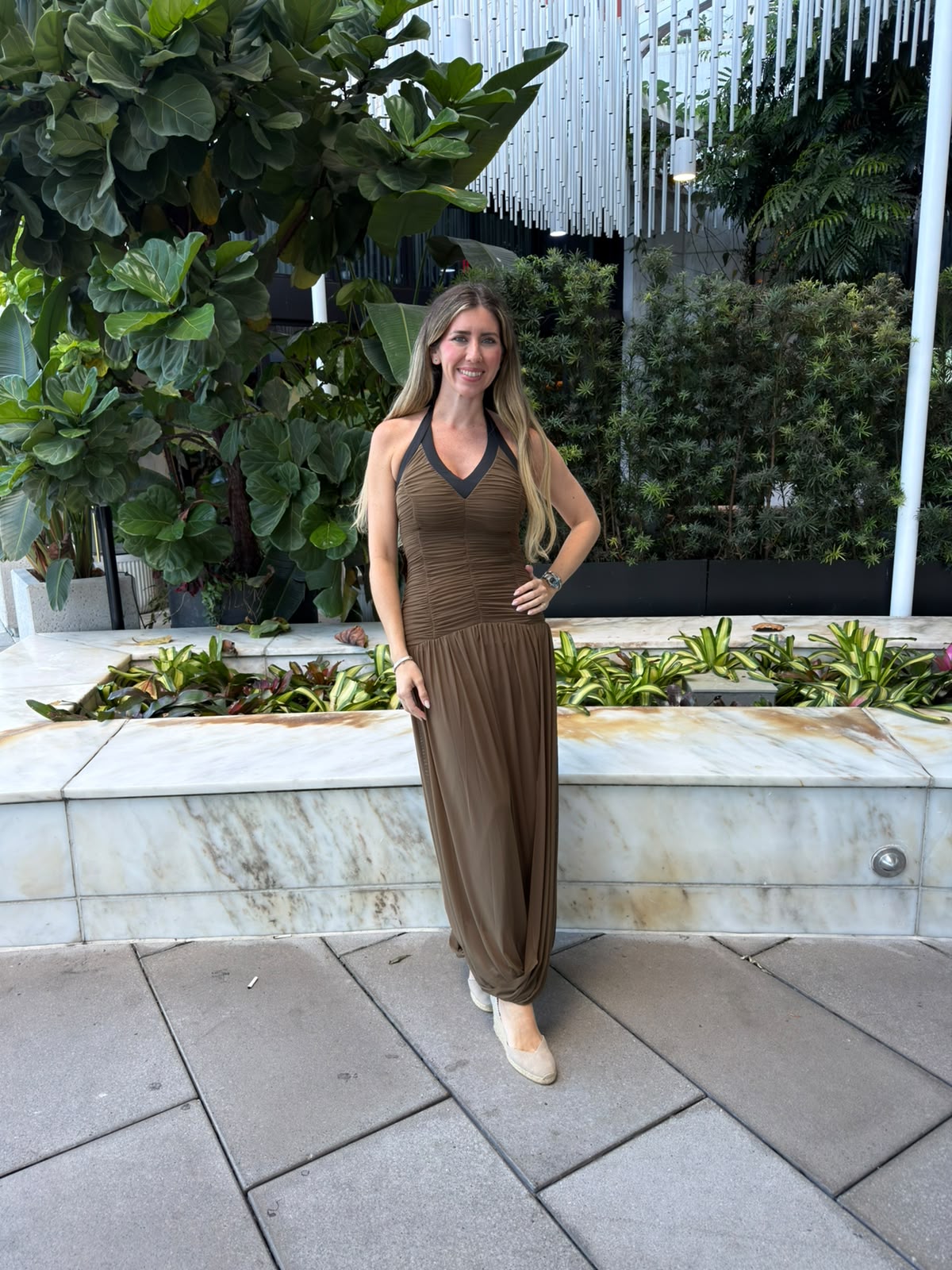 Ruched Halter Maxi Dress