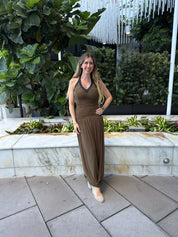 Ruched Halter Maxi Dress