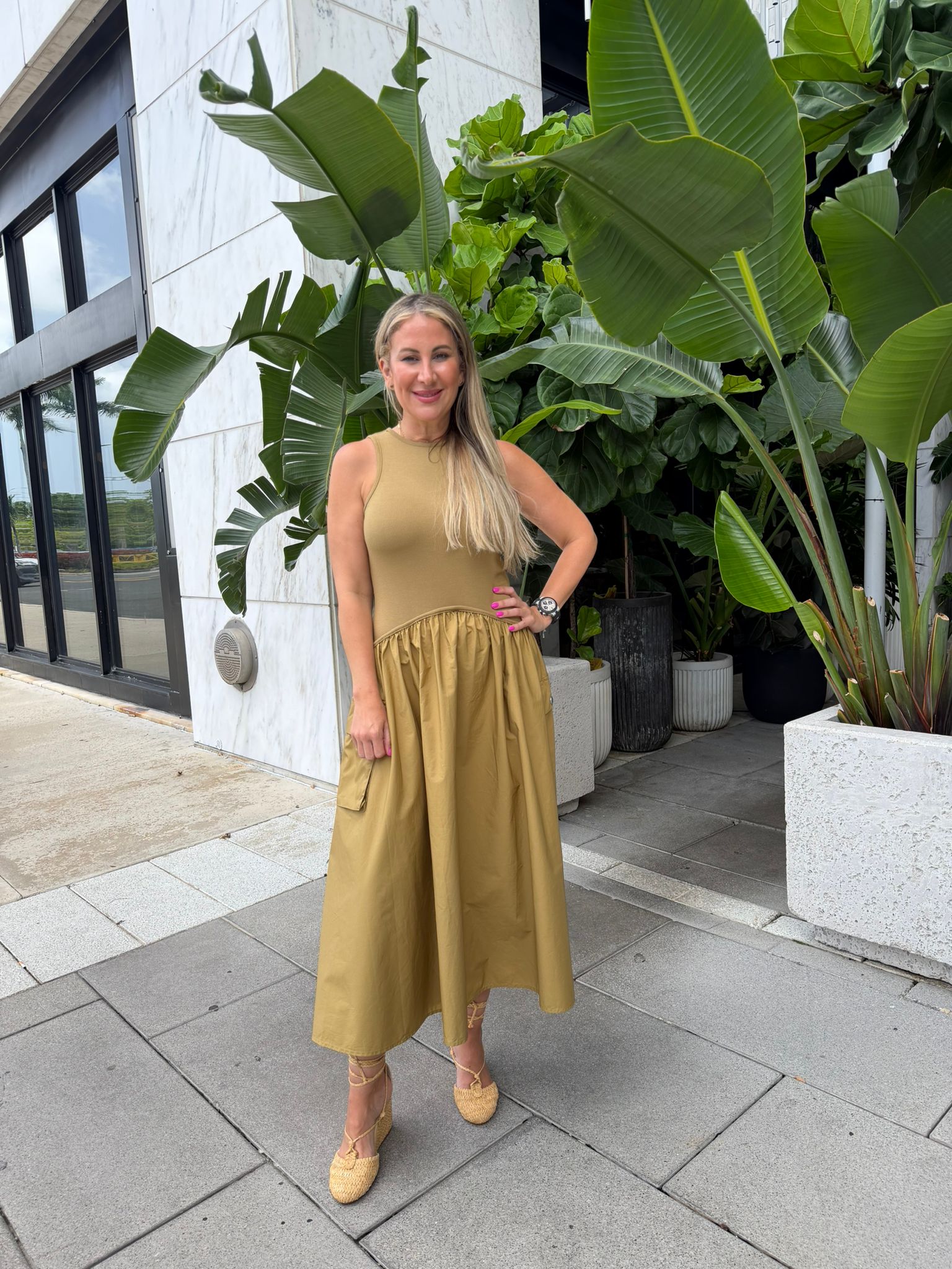 Sweater Top Poplin Midi Dress