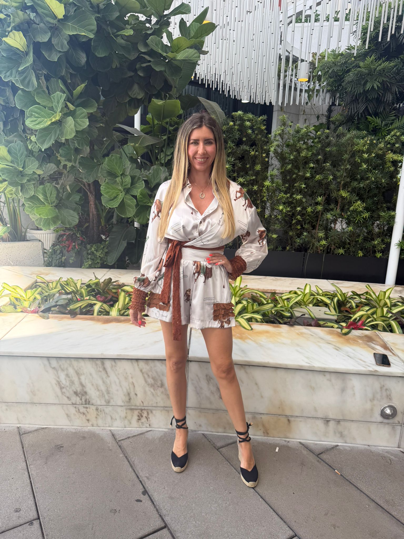 Western Print Long Slv. Top