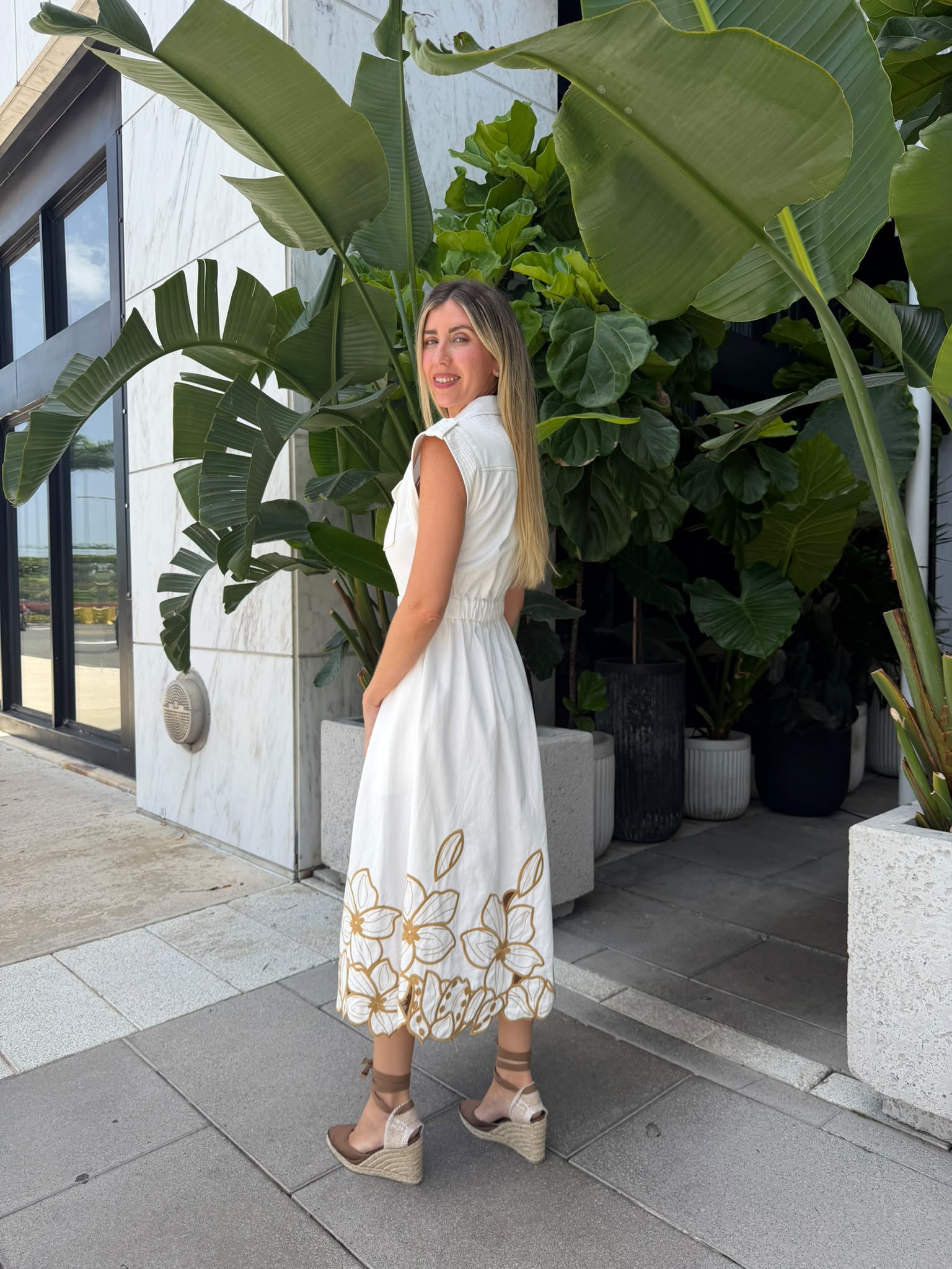Floral Cut Out Midi Shirt Dress