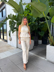 Peplum Denim Top & Barrel Pant