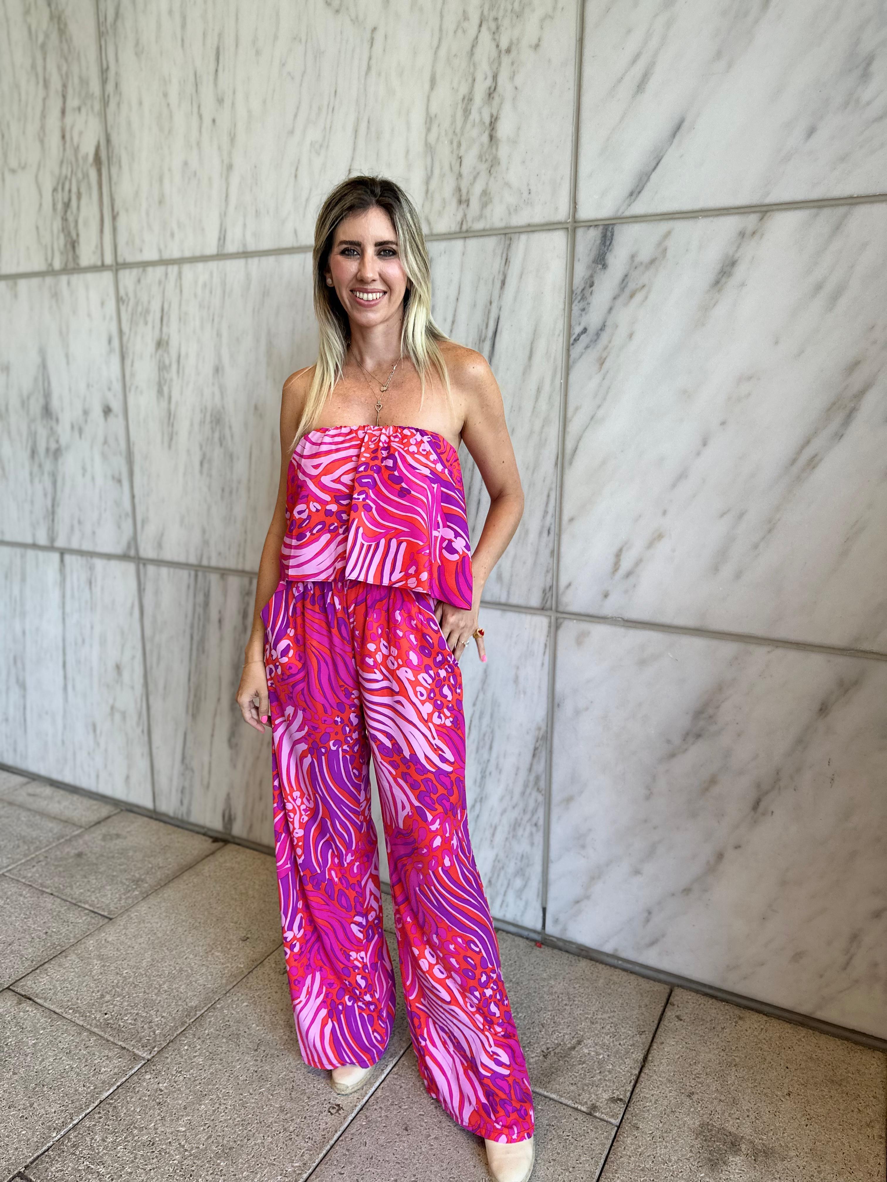 Animal Queen Strapless Jumpsuit