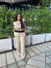 Contrast Color Block Pants