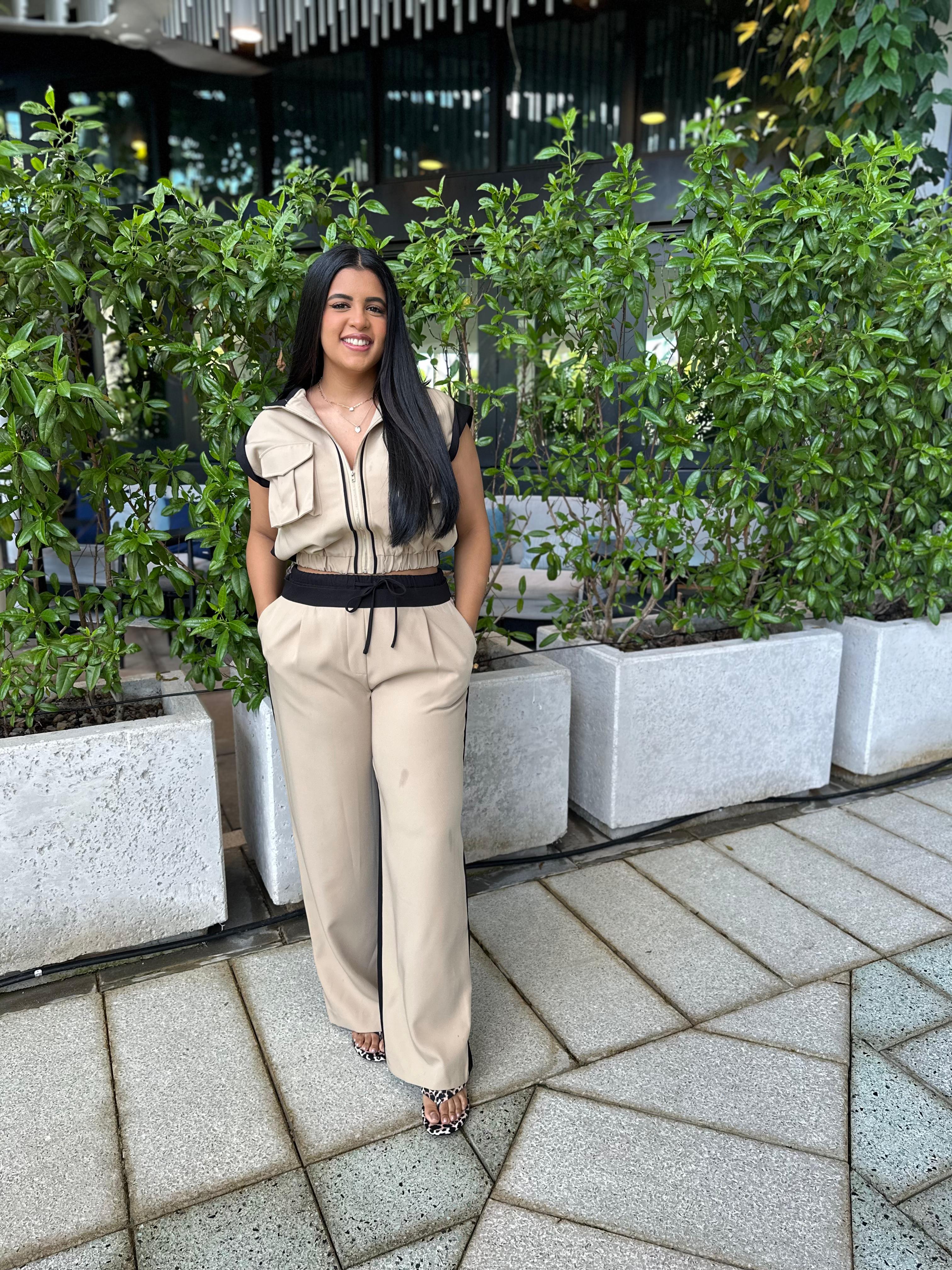 Contrast Color Block Pants