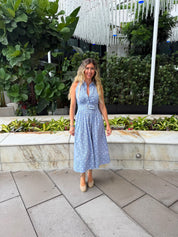 Collar Neck Belted Midi Dress
