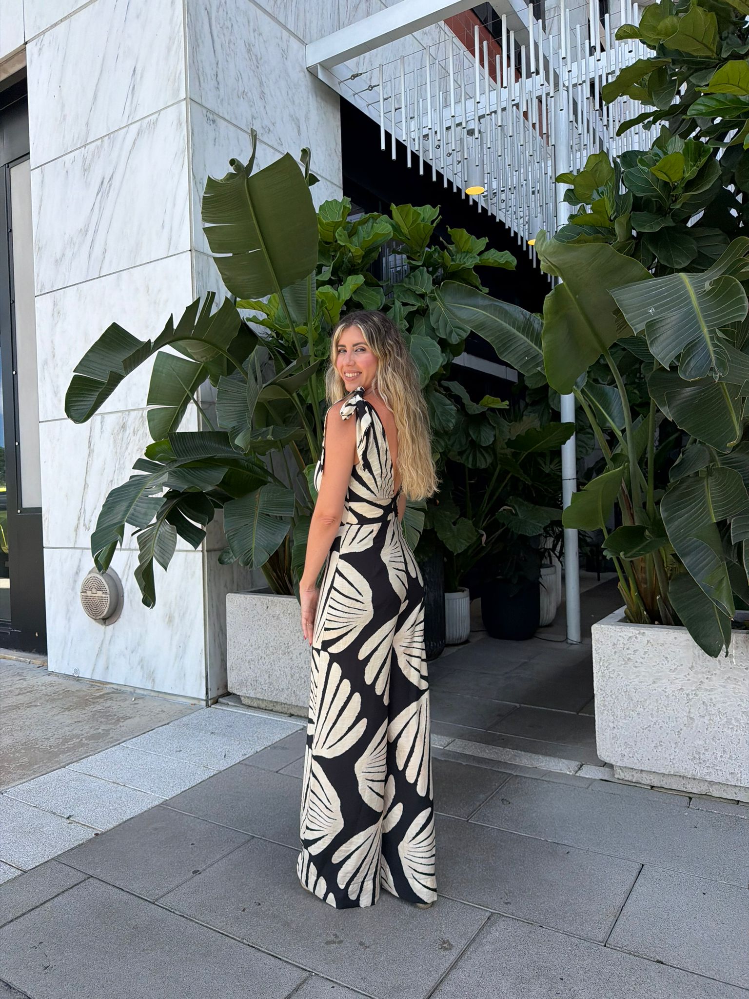 Palms Tie Shoulder Jumpsuit