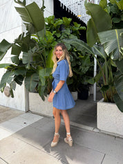 Denim Belted Mini Dress