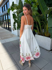Palm Tree Embroidery Long Dress