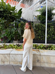 Pocket Buttons White Jeans