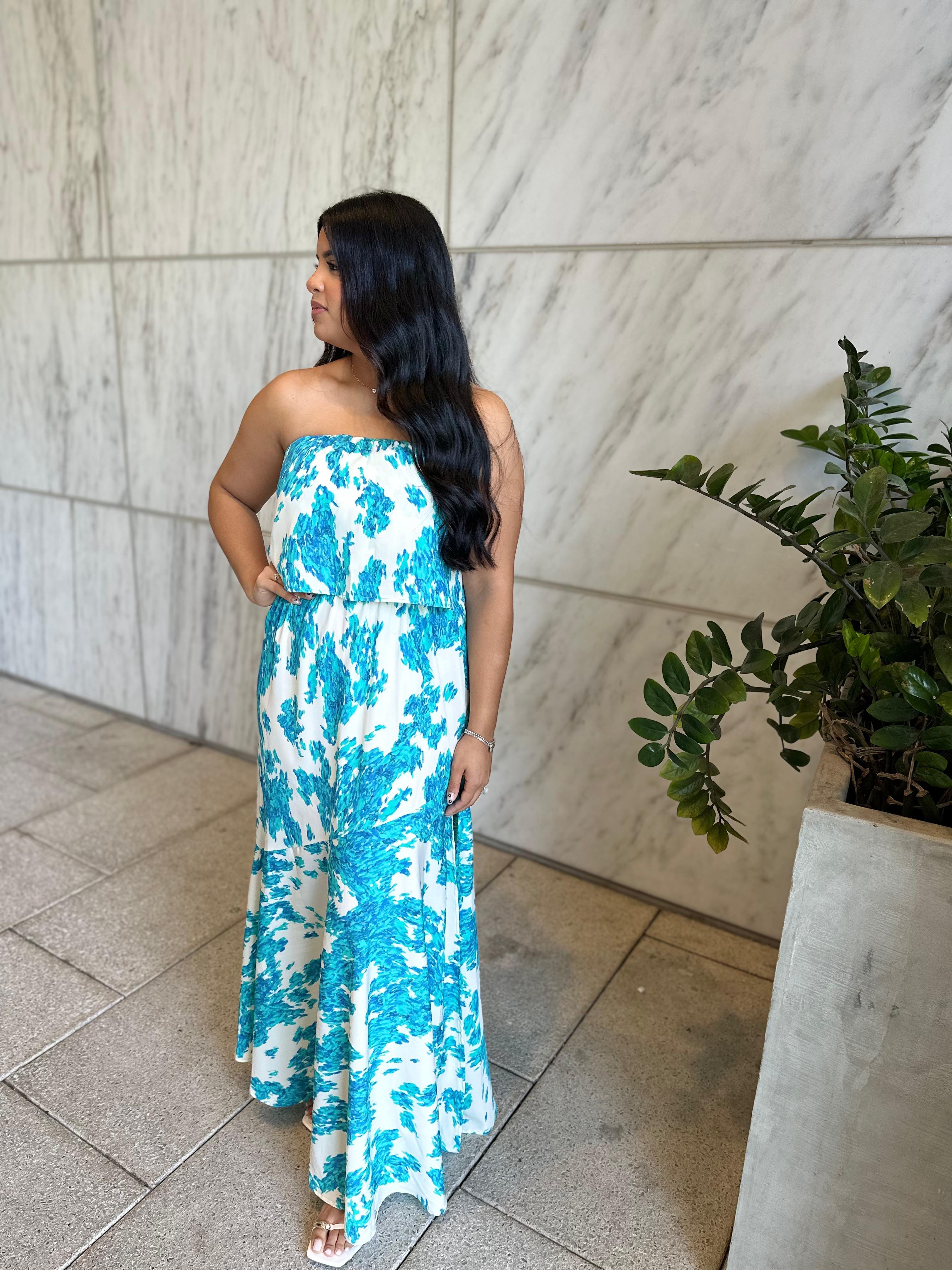 Sweet Blossom Strapless Maxi Dress