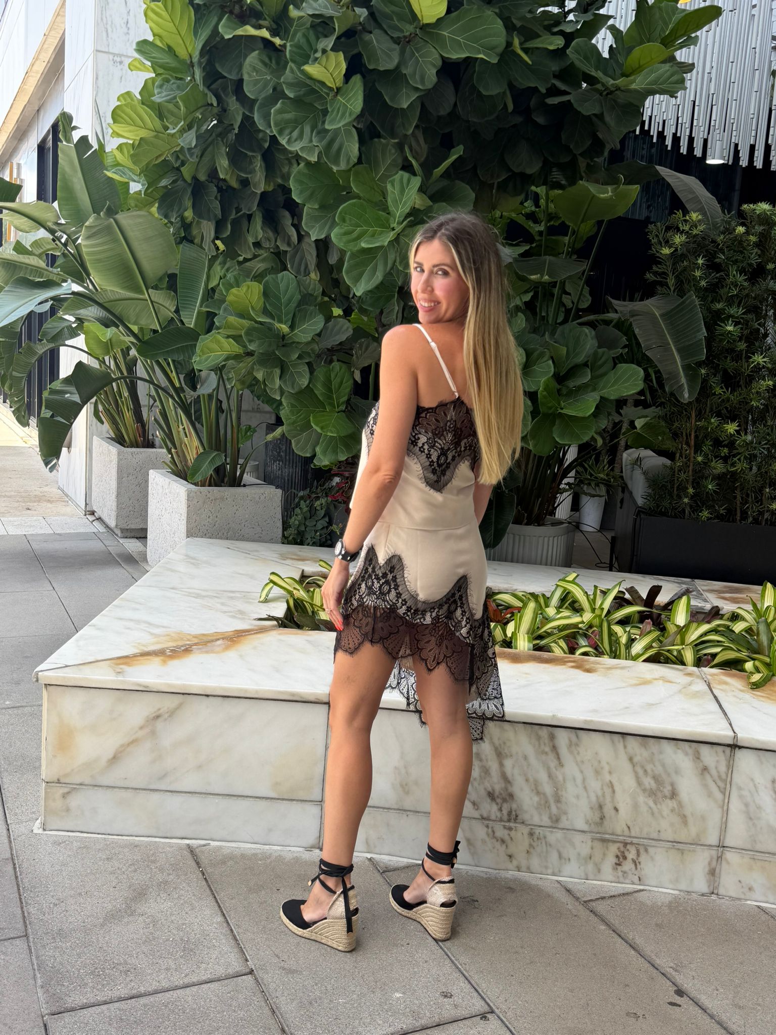 Asymmetrical Satin Lace Skirt