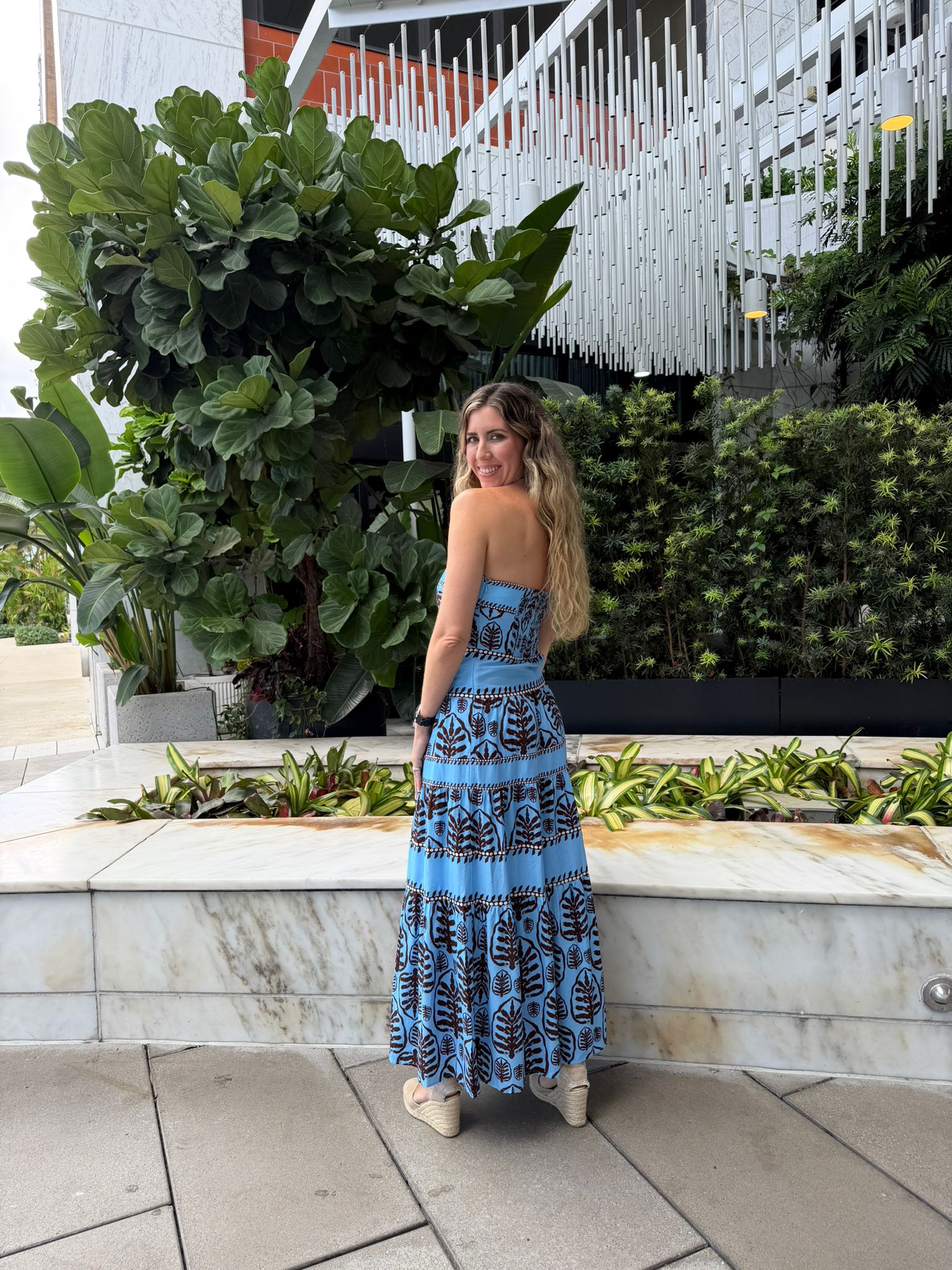 Strapless Printed Maxi Dress