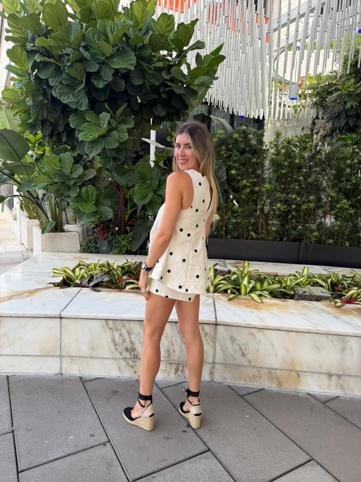 Dot Print Sleeveless Top & Shorts