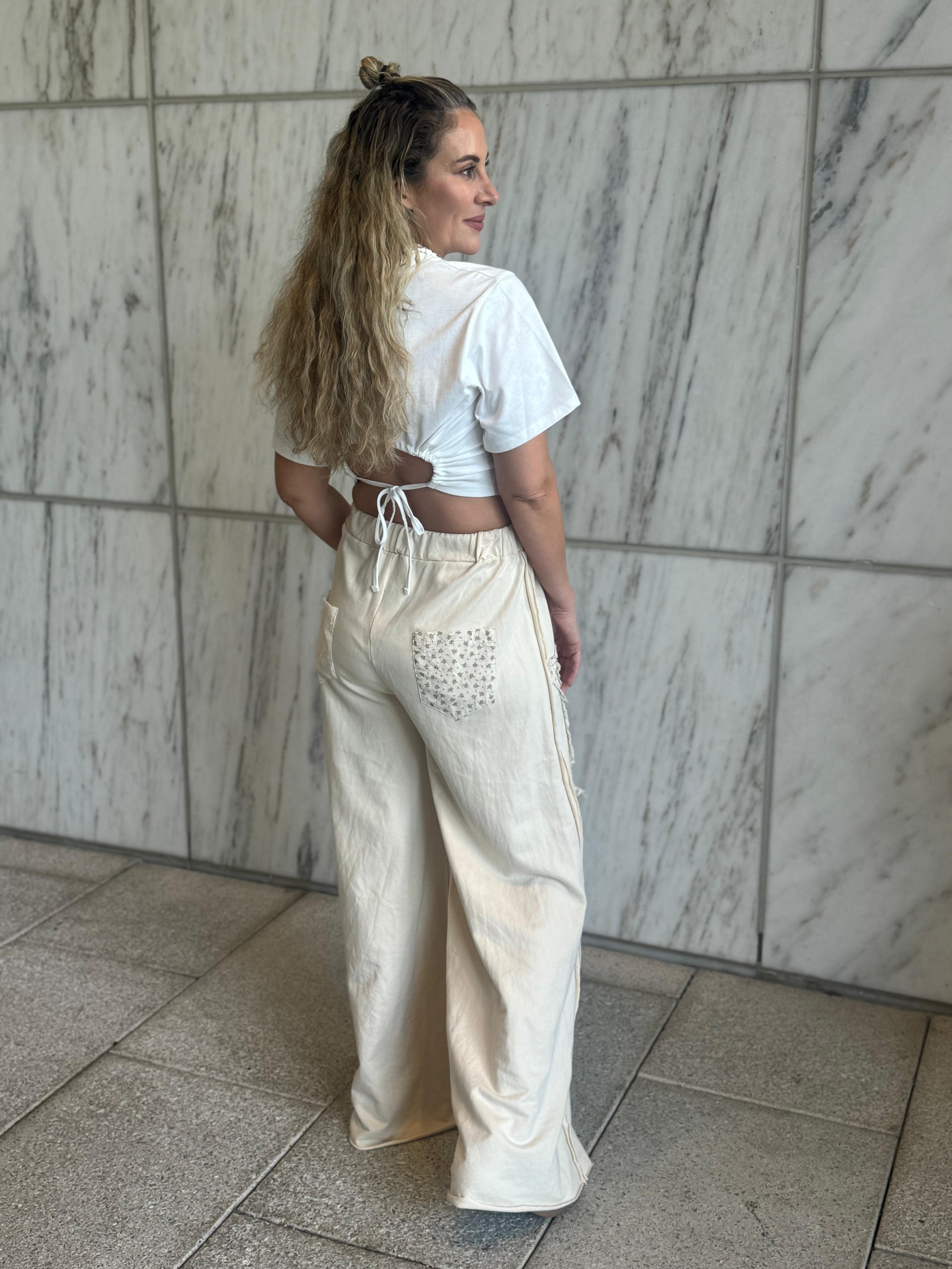 Drawstring Back Crop Tee