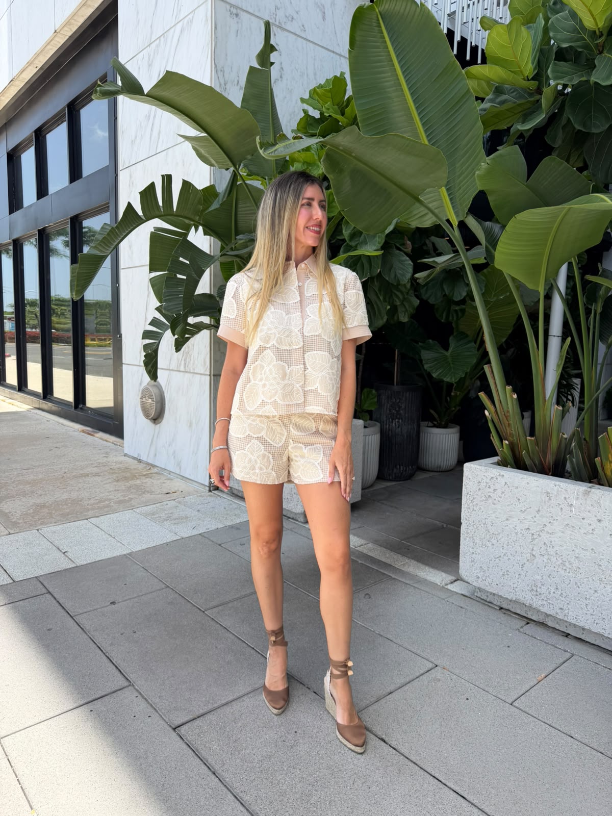 Floral Mesh Crochet Top & Shorts Set