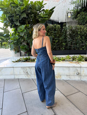 Denim Ballon Sleeveless Jumpsuit