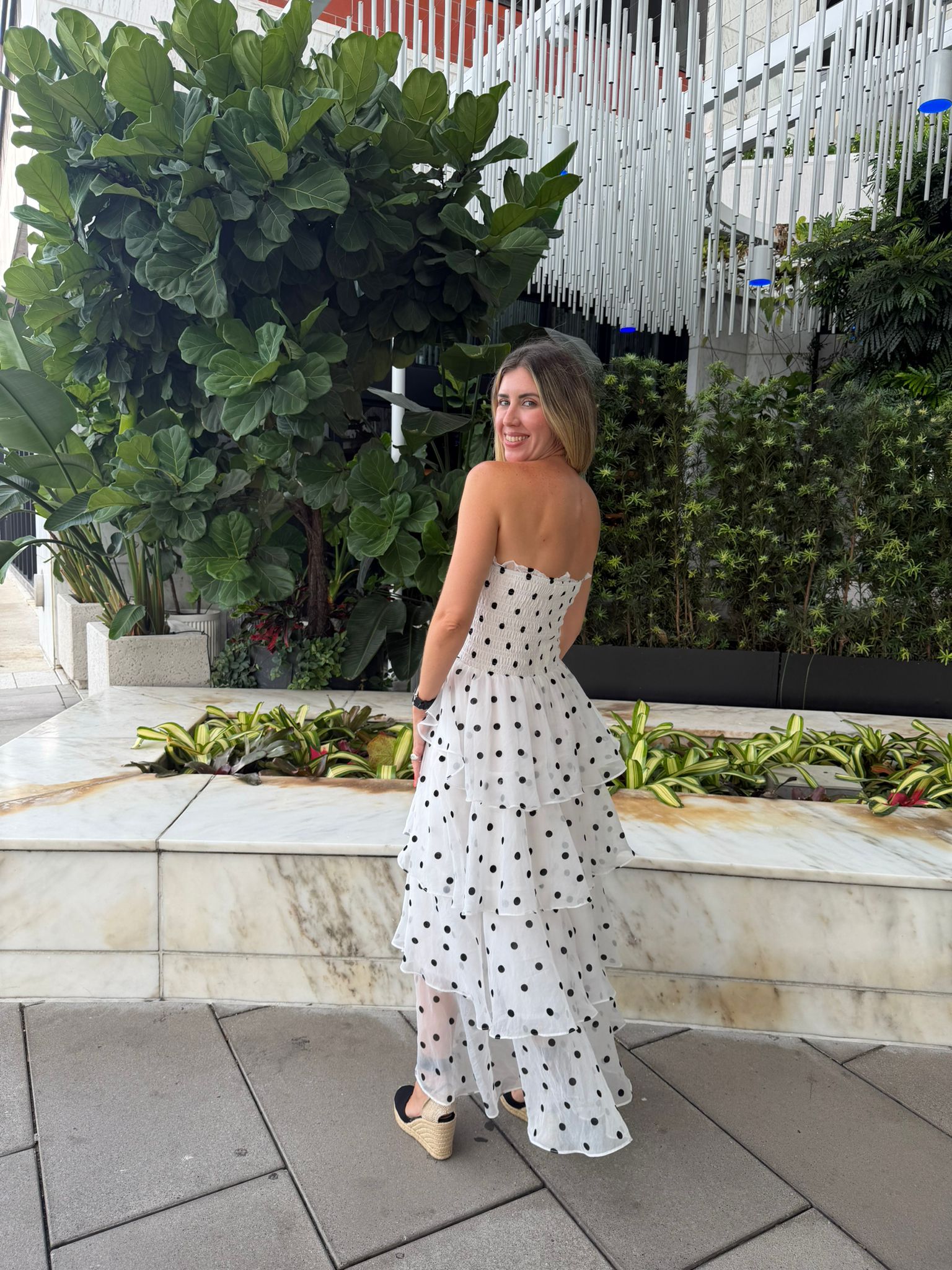 Strapless Layered Ruffle Dress