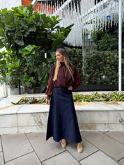 Diagonal Seam Denim Skirt