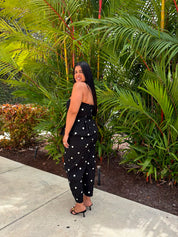 Polka Strapless Top & Barrel Jeans