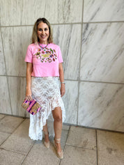 Slit Sheer Lace Maxi Skirt