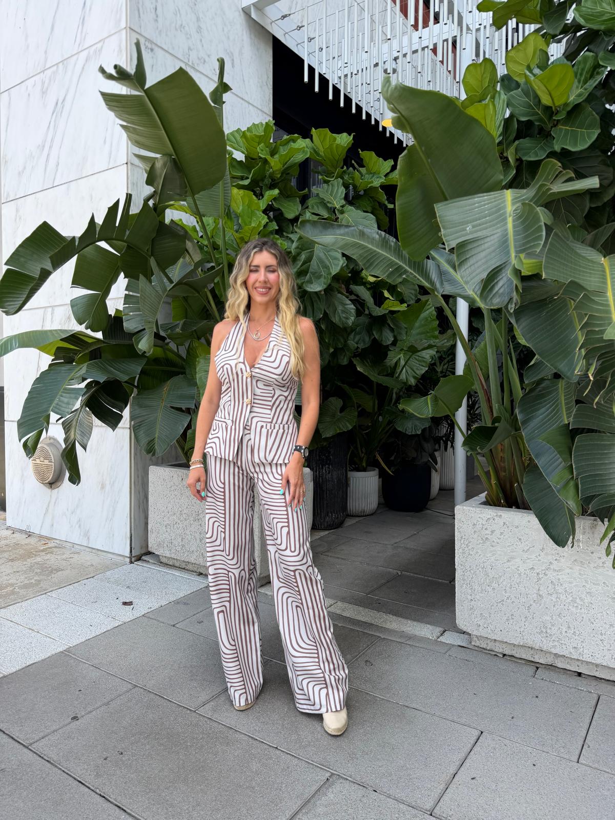 Halter Open Back Vest & Pants