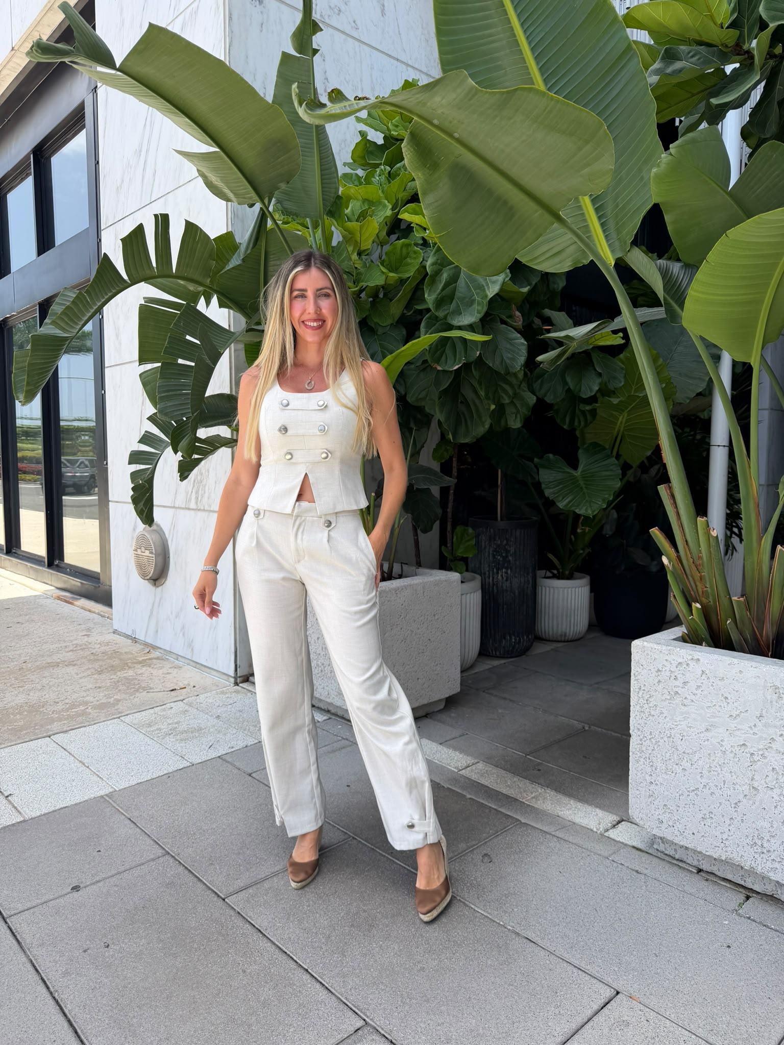 Square Neck Buttoned Top & Pant