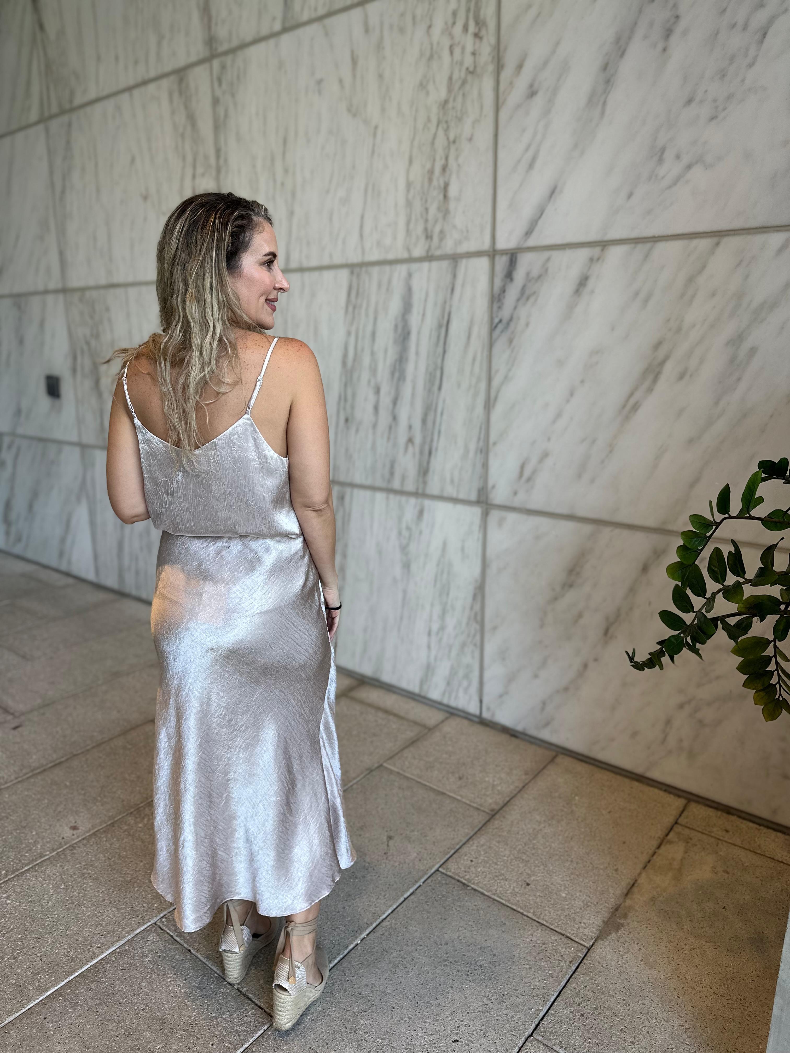 Satin Strap Cami & Midi Skirt