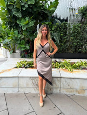 Asymmetric Hem Satin Dress