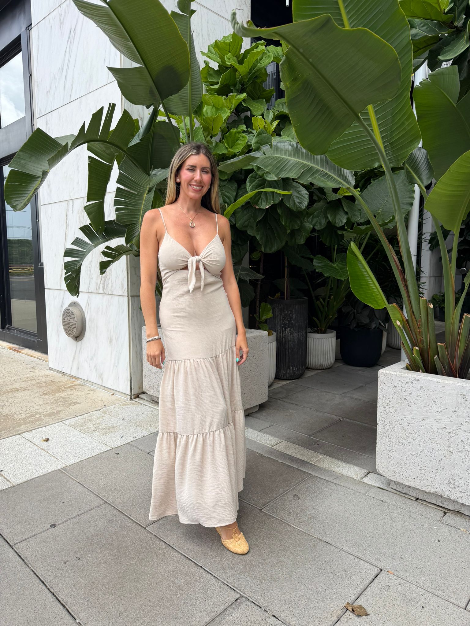Back Beaded Strap Maxi Dress