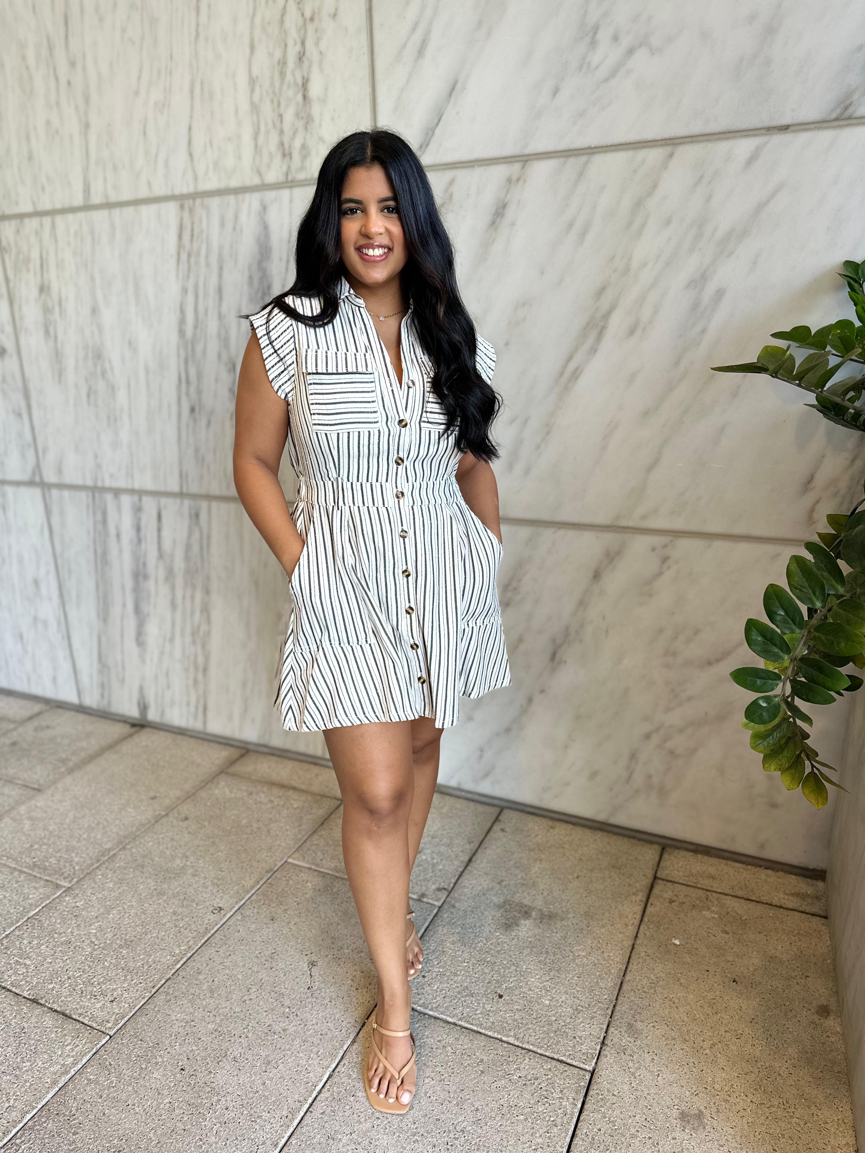 Stripe Cotton Mini Dress