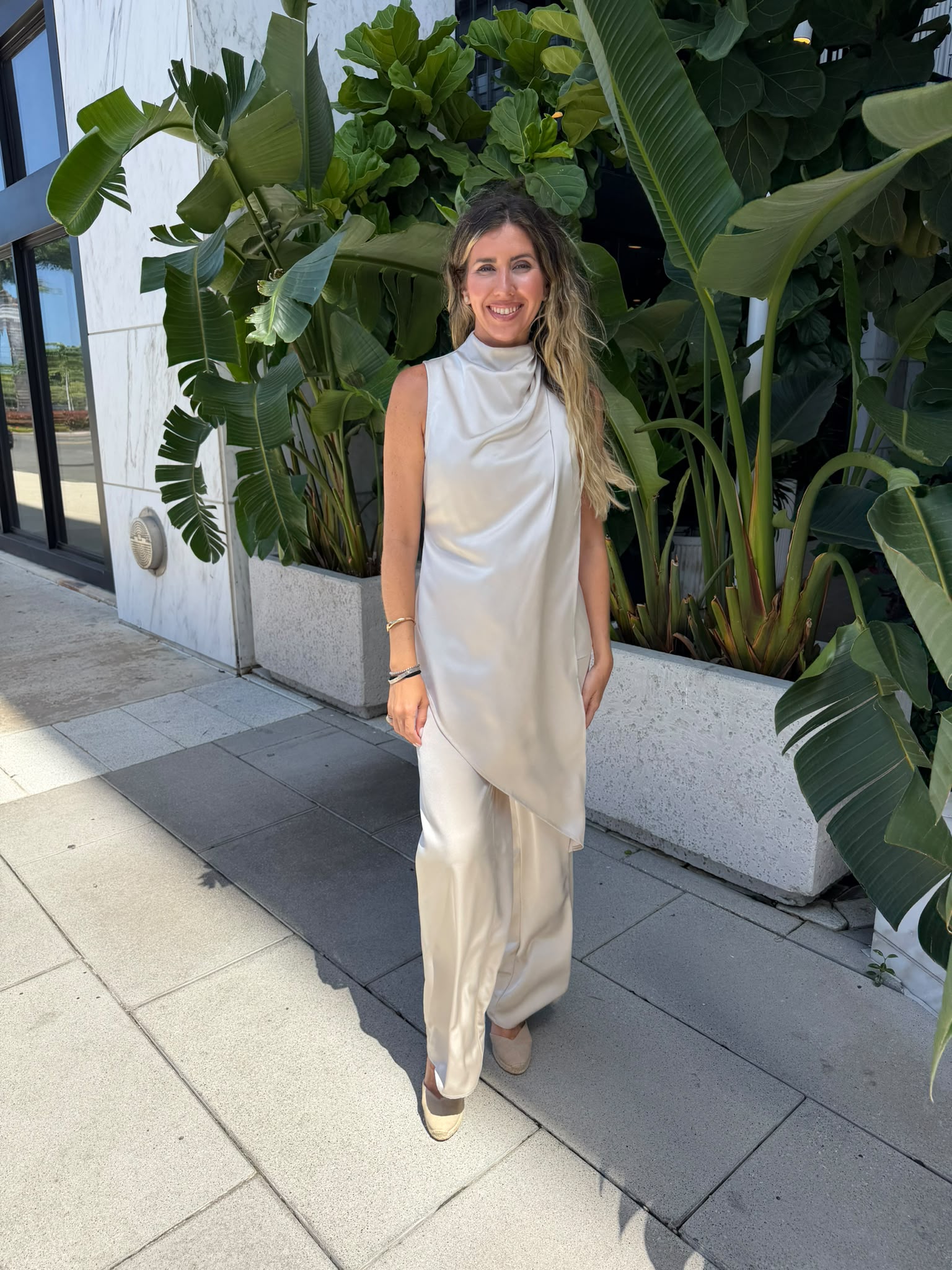 Shoulder Pleats Top & Pants Set
