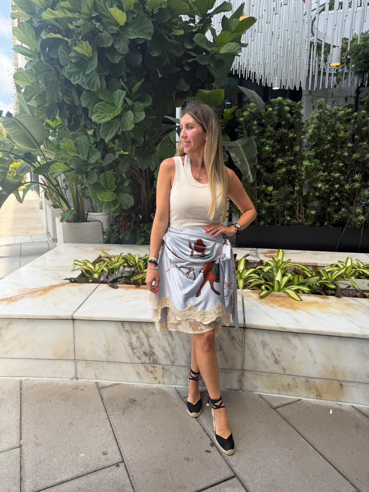 Western Draped Lace Mini Skirt
