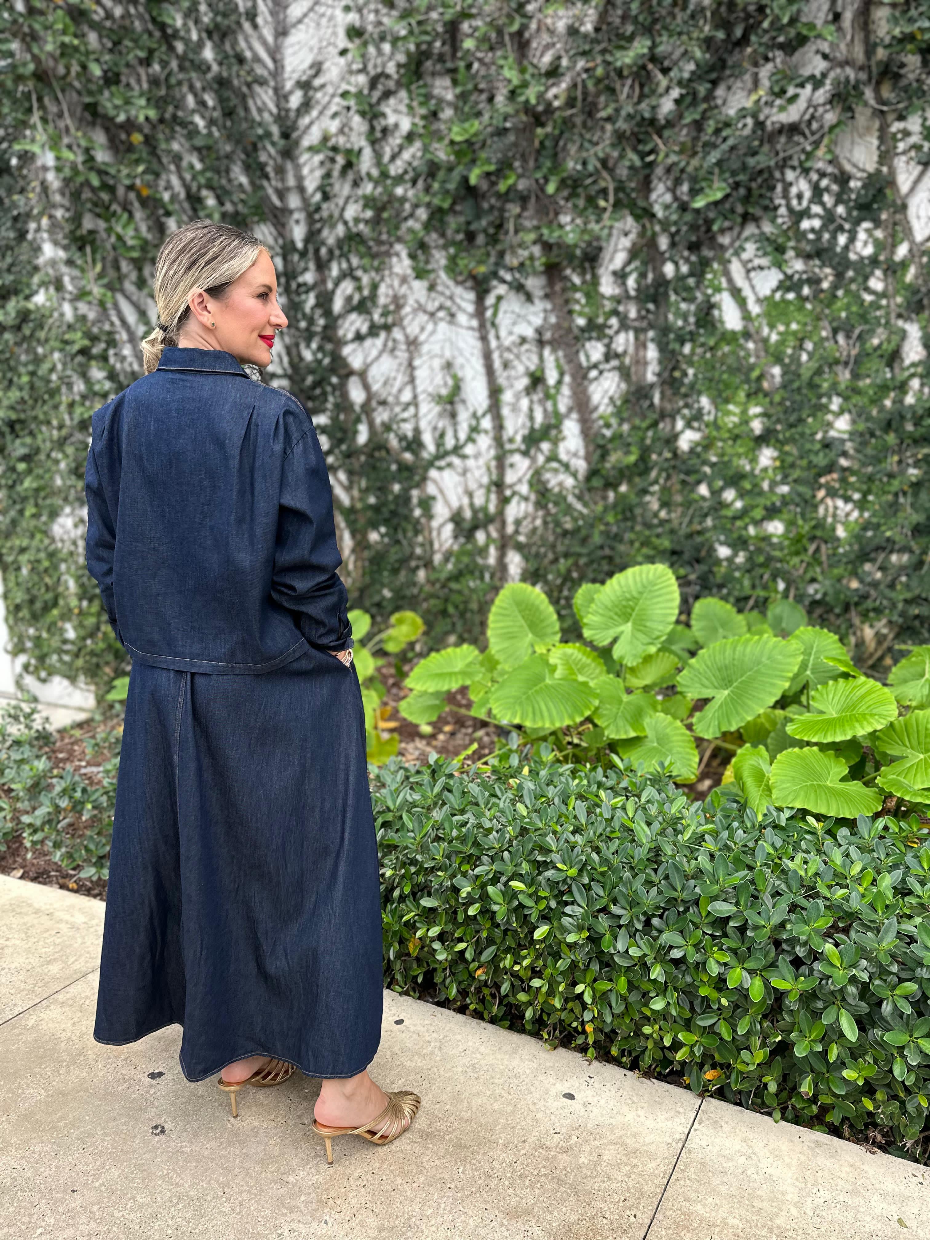 Button Down Top & Skirt Denim Set