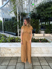 High Neck Lace Long Blouse & Pants