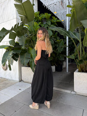 Strapless Pleated Barrell Jumpsuit