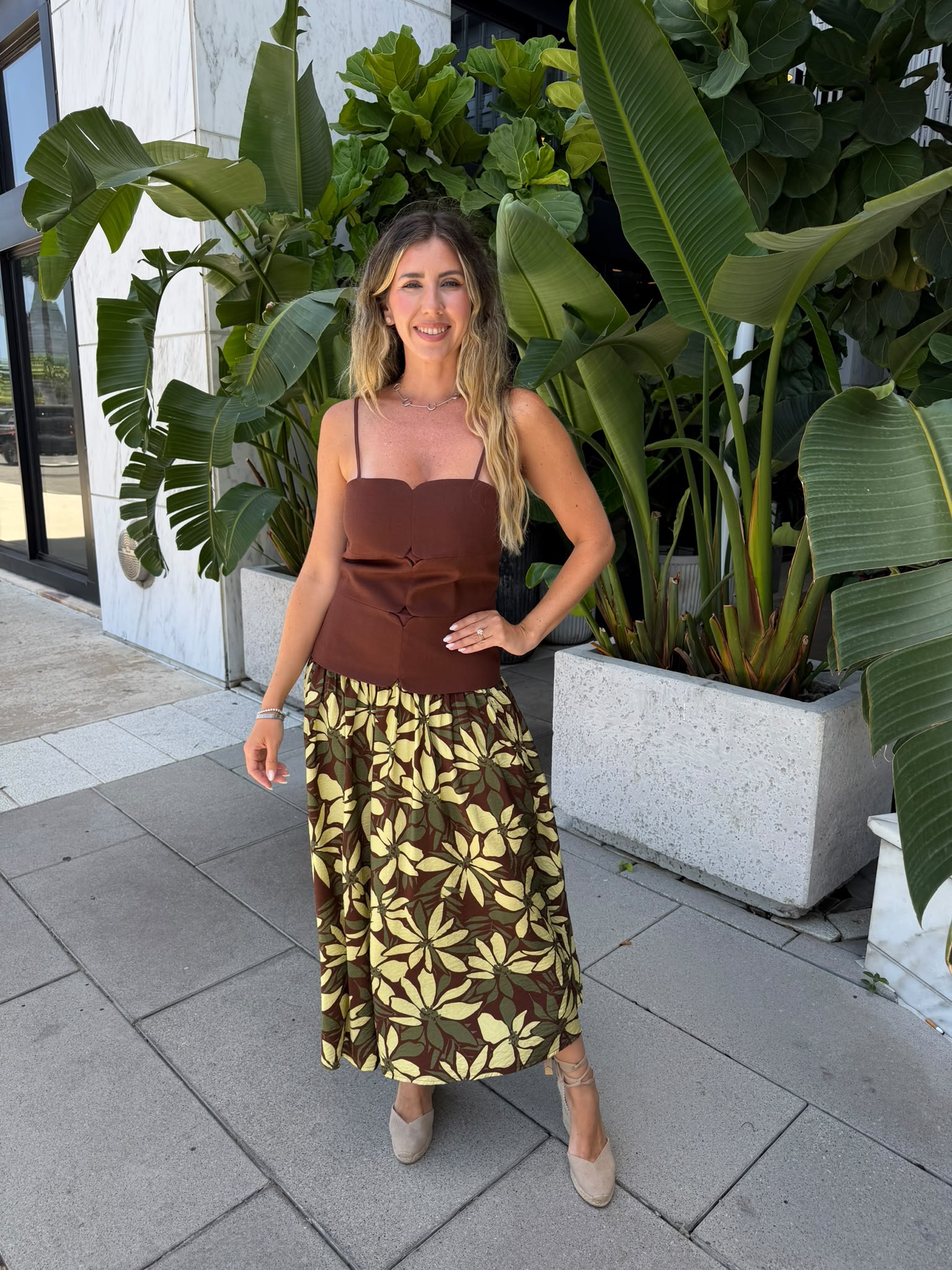 Sectional Panel Print Long Dress