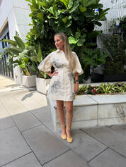 Embroidered Belted Shirt Dress