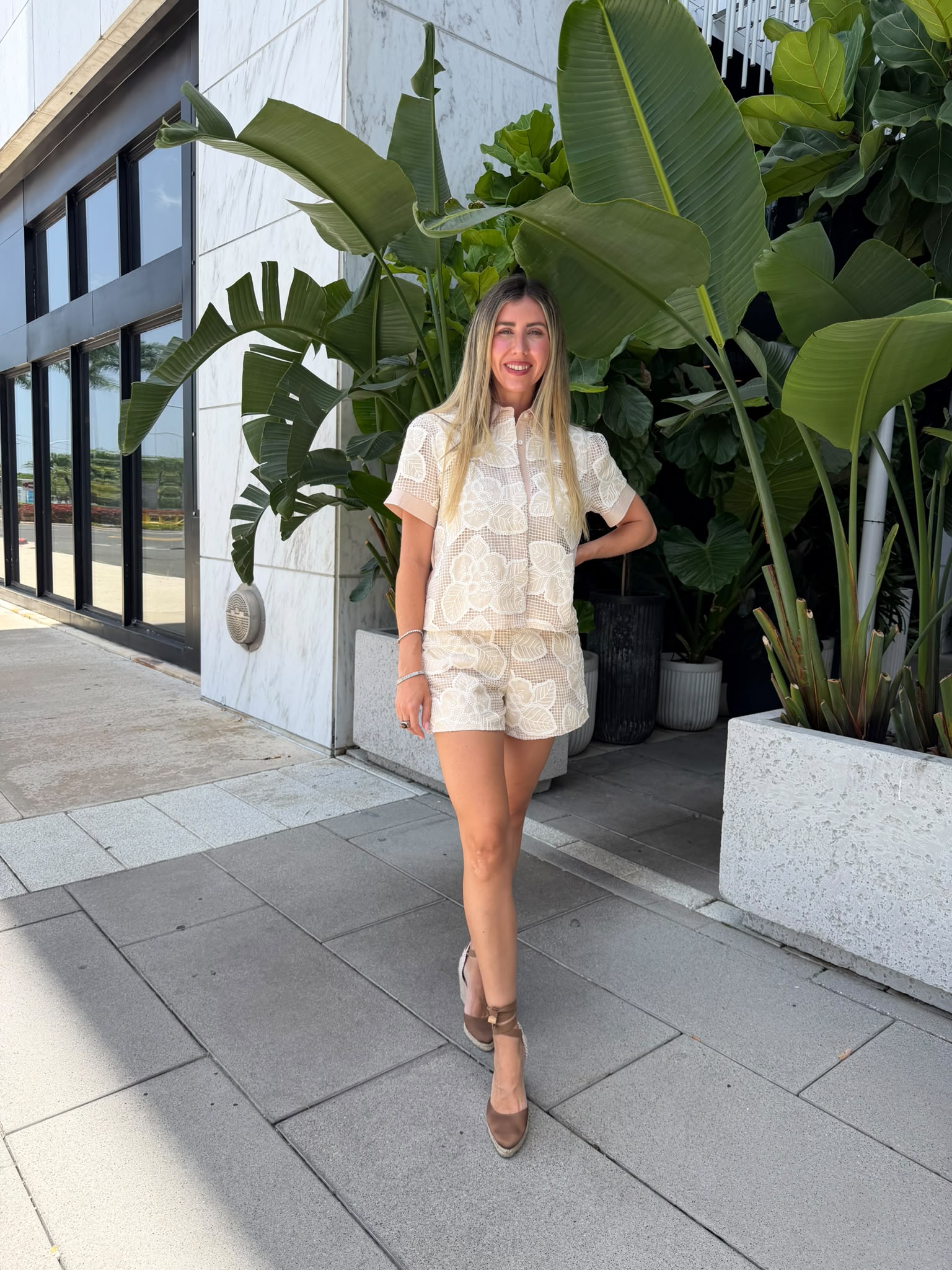 Floral Mesh Crochet Top & Shorts Set