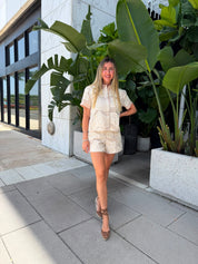 Floral Mesh Crochet Top & Shorts Set